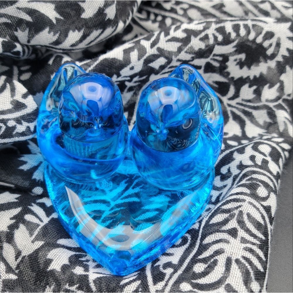 Vintage Hand Blown Colalt Blue Double Bluebird of Happiness, signed by Leo Ward